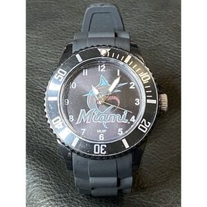 RARE LARGE MIAMI MARLINS MEN'S BASEBALL MLB WATCH CHRONO NUMBERS POLY BAND 47MM